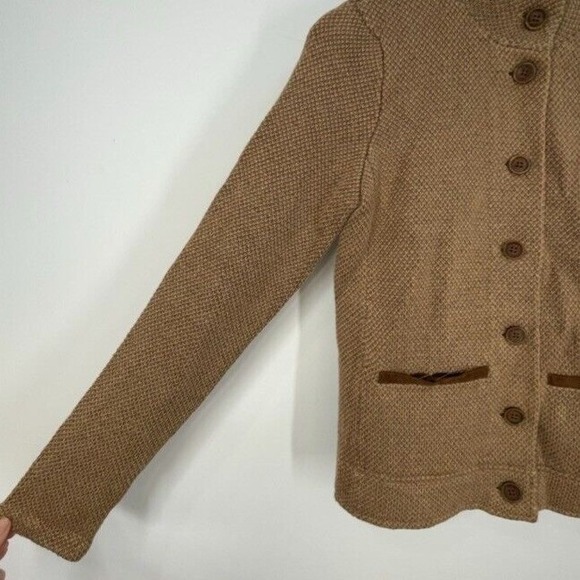 Ralph Lauren Brown Knit Button Jacket Cardigan Mock Neck Preppy Equestrian Small - Picture 5 of 10